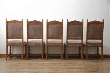 中古　美品　横浜クラシック家具　ダニエル(daniel)　ミッシェル(Michel)サイドチェア　挽き物脚がクラシカルな雰囲気を演出してくれるダイニングチェア5脚セット(椅子、イス、アームレスチェア、バラ売り可能)(R-079030)