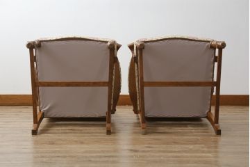 中古　美品　横浜クラシック家具　ダニエル(daniel)　ミッシェル(Michel)　高級感のある優雅な佇まいが魅力的なアームチェア2脚セット(ダイニングチェア、椅子、イス)(R-079031)