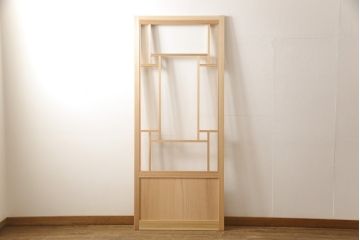 ラフジュ工房オリジナル　杉材　大正ロマン　こだわりの空間づくりにおすすめなガラス戸1枚(色ガラスもお入れできます)(引き戸、建具)(R-079039)