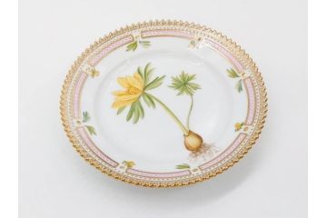 デンマーク　ROYAL COPENHAGEN(ロイヤルコペンハーゲン)　フローラダニカ　615　黄色い花が印象的で優雅なプレート(金彩、フラワー、ディッシュ、小皿、銘々皿、洋食器、北欧)(R-079043)