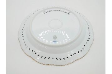 デンマーク　ROYAL COPENHAGEN(ロイヤルコペンハーゲン)　フローラダニカ　380　透かしの縁と金彩が美しいプレート(レース、フリル、金彩、花、フラワー、ディッシュ、大皿、透かし皿、洋食器、北欧)(R-079047)