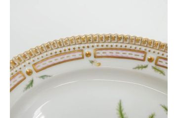 デンマーク　ROYAL COPENHAGEN(ロイヤルコペンハーゲン)　フローラダニカ　371　食卓が華やぐ優雅なオーバルプレート(金彩、フラワー、ディッシュ、中皿、洋食器、北欧)(R-079048)