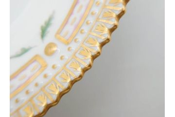 デンマーク　ROYAL COPENHAGEN(ロイヤルコペンハーゲン)　フローラダニカ　371　食卓が華やぐ優雅なオーバルプレート(金彩、フラワー、ディッシュ、中皿、洋食器、北欧)(R-079048)