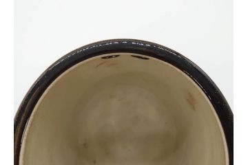 時代物　松景銘　麒麟に雲図　土の温もりを感じる火鉢(陶器、丸火鉢、手あぶり、吉祥文様、霊獣)(R-079053)