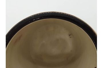 時代物　松景銘　麒麟に雲図　土の温もりを感じる火鉢(陶器、丸火鉢、手あぶり、吉祥文様、霊獣)(R-079053)
