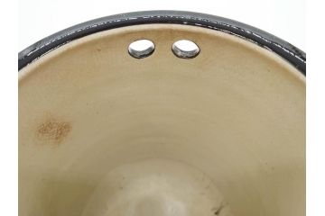時代物　松景銘　麒麟に雲図　土の温もりを感じる火鉢(陶器、丸火鉢、手あぶり、吉祥文様、霊獣)(R-079053)