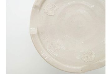 時代物　松景銘　麒麟に雲図　土の温もりを感じる火鉢(陶器、丸火鉢、手あぶり、吉祥文様、霊獣)(R-079053)