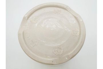 時代物　松景銘　麒麟に雲図　土の温もりを感じる火鉢(陶器、丸火鉢、手あぶり、吉祥文様、霊獣)(R-079053)
