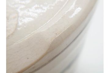 時代物　松景銘　麒麟に雲図　土の温もりを感じる火鉢(陶器、丸火鉢、手あぶり、吉祥文様、霊獣)(R-079053)