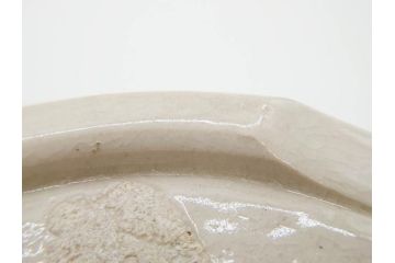 時代物　松景銘　麒麟に雲図　土の温もりを感じる火鉢(陶器、丸火鉢、手あぶり、吉祥文様、霊獣)(R-079053)