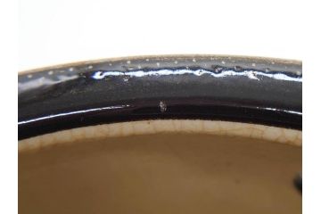 時代物　松景銘　麒麟に雲図　土の温もりを感じる火鉢(陶器、丸火鉢、手あぶり、吉祥文様、霊獣)(R-079053)