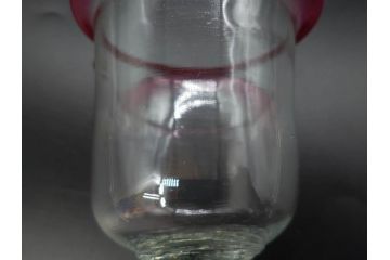 大正〜昭和初期　当時物　レトロな空間を演出できる赤縁氷コップ2客セット(グラス、吹きガラス、和ガラス、硝子)(R-079057)