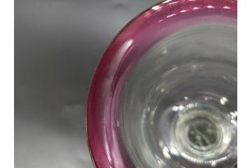 大正〜昭和初期　当時物　レトロな空間を演出できる赤縁氷コップ2客セット(グラス、吹きガラス、和ガラス、硝子)(R-079057)