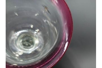大正〜昭和初期　当時物　レトロな空間を演出できる赤縁氷コップ2客セット(グラス、吹きガラス、和ガラス、硝子)(R-079057)