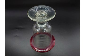 大正〜昭和初期　当時物　レトロな空間を演出できる赤縁氷コップ2客セット(グラス、吹きガラス、和ガラス、硝子)(R-079057)