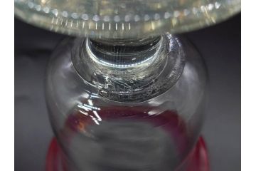 大正〜昭和初期　当時物　レトロな空間を演出できる赤縁氷コップ2客セット(グラス、吹きガラス、和ガラス、硝子)(R-079057)