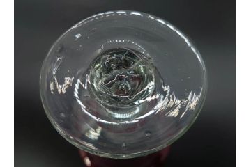 大正〜昭和初期　当時物　レトロな空間を演出できる赤縁氷コップ2客セット(グラス、吹きガラス、和ガラス、硝子)(R-079057)