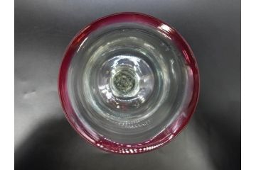 大正〜昭和初期　当時物　レトロな空間を演出できる赤縁氷コップ2客セット(グラス、吹きガラス、和ガラス、硝子)(R-079057)