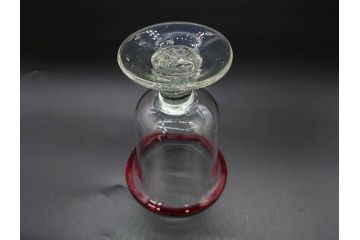 大正〜昭和初期　当時物　レトロな空間を演出できる赤縁氷コップ2客セット(グラス、吹きガラス、和ガラス、硝子)(R-079057)