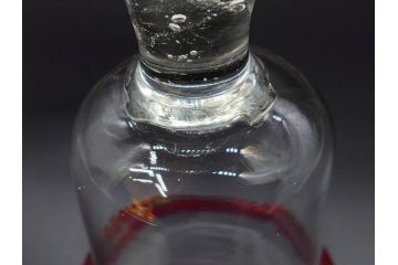 大正〜昭和初期　当時物　レトロな空間を演出できる赤縁氷コップ2客セット(グラス、吹きガラス、和ガラス、硝子)(R-079057)