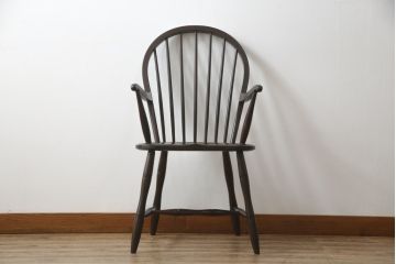 中古　松本民芸家具　美しいシルエットが目を引く#85リーチ型アームチェア(ダイニングチェア、板座チェア、椅子、イス)(R-079060)