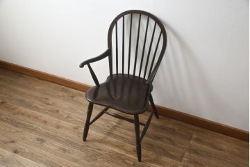 中古　松本民芸家具　美しいシルエットが目を引く#85リーチ型アームチェア(ダイニングチェア、板座チェア、椅子、イス)(R-079060)