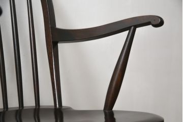 中古　松本民芸家具　美しいシルエットが目を引く#85リーチ型アームチェア(ダイニングチェア、板座チェア、椅子、イス)(R-079060)