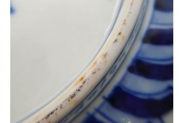 明治期　成化年製　伊万里　色絵　約31cm　1尺　色彩が鮮やかで豪華な深鉢(松、梅、鶴、ツル、菊、花、深皿、金彩、和食器、和皿、一尺)(R-079065)