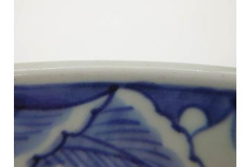 江戸期　古伊万里　山水図　約47cm　1尺5寸　柔らかな青色の濃淡が魅力的な大皿(染付、楼閣図、和皿、和食器、一尺五寸)(R-079066)