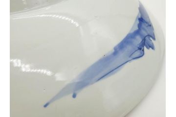 江戸期　古伊万里　山水図　約47cm　1尺5寸　柔らかな青色の濃淡が魅力的な大皿(染付、楼閣図、和皿、和食器、一尺五寸)(R-079066)