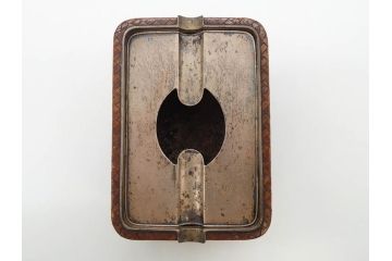 網代(あじろ)編み　彫金　扇面　和の空間を演出する煙草盆セット(朝顔、花、稲穂、トンボ、蜻蛉、植物、タバコ盆、たばこ盆、小物入れ、小箱、鳥取市水道改修記念)(R-079067)