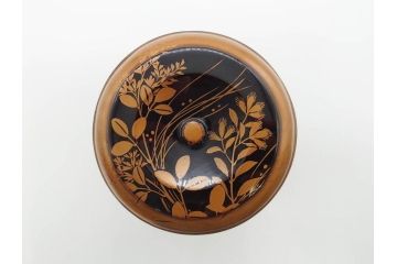 江戸〜明治期　艶やかな漆に金蒔絵が映えた美しい重香合(三段丸重、重箱、香道具、茶道具、木製、漆器、お重、草花)(R-079068)