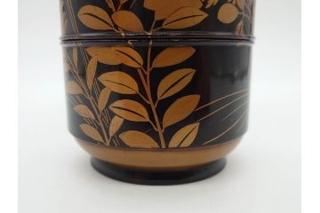 江戸〜明治期　艶やかな漆に金蒔絵が映えた美しい重香合(三段丸重、重箱、香道具、茶道具、木製、漆器、お重、草花)(R-079068)