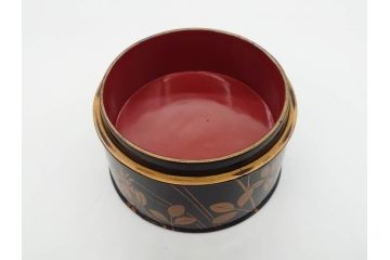 江戸〜明治期　艶やかな漆に金蒔絵が映えた美しい重香合(三段丸重、重箱、香道具、茶道具、木製、漆器、お重、草花)(R-079068)