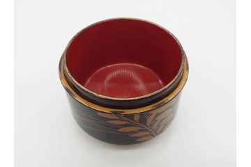 江戸〜明治期　艶やかな漆に金蒔絵が映えた美しい重香合(三段丸重、重箱、香道具、茶道具、木製、漆器、お重、草花)(R-079068)