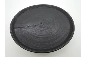 時代物　木製　李朝　時を重ねた味わい深い高台皿(高杯、朝鮮美術、丸盆、台鉢、フルーツボウル、コンポート)(R-079070)