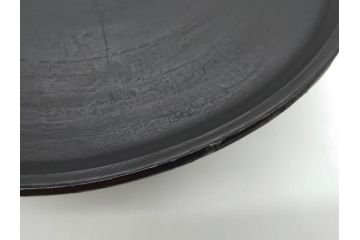 時代物　木製　李朝　時を重ねた味わい深い高台皿(高杯、朝鮮美術、丸盆、台鉢、フルーツボウル、コンポート)(R-079070)
