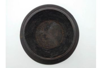 時代物　木製　李朝　時を重ねた味わい深い高台皿(高杯、朝鮮美術、丸盆、台鉢、フルーツボウル、コンポート)(R-079070)