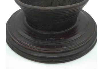 時代物　木製　李朝　時を重ねた味わい深い高台皿(高杯、朝鮮美術、丸盆、台鉢、フルーツボウル、コンポート)(R-079070)