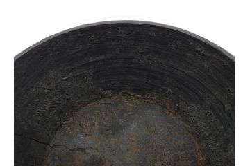 時代物　木製　李朝　時を重ねた味わい深い高台皿(高杯、朝鮮美術、丸盆、台鉢、フルーツボウル、コンポート)(R-079070)