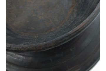 時代物　木製　李朝　時を重ねた味わい深い高台皿(高杯、朝鮮美術、丸盆、台鉢、フルーツボウル、コンポート)(R-079070)