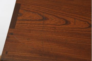 和製アンティーク　三方欅(ケヤキ)材　レトロなダイヤガラスと取っ手のデザインが素敵な本箱(ブックケース、サイドキャビネット、戸棚、収納棚、食器棚、書棚、本棚)(R-079071)