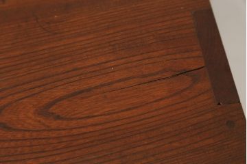 和製アンティーク　三方欅(ケヤキ)材　レトロなダイヤガラスと取っ手のデザインが素敵な本箱(ブックケース、サイドキャビネット、戸棚、収納棚、食器棚、書棚、本棚)(R-079071)