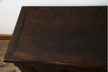希少!!　中古　松本民芸家具　木目が作りだすランダムな色の濃淡が美しいA型チェスト(ベンチ収納、ベンチチェスト、コファ、ブランケットボックス、収納箱)(定価約31万円)(R-079080)