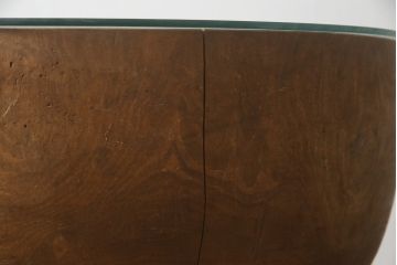 和製アンティーク　特大!!　使いこまれた風合いが楽しめる総欅(ケヤキ)材の臼テーブル(センターテーブル、ローテーブル、ガラステーブル)(R-079082)