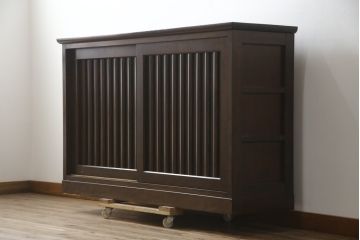 中古　美品　松本民芸家具　落ち着きのある和モダンデザインが魅力的なC型下駄箱(別注品)(収納棚、戸棚、サイドボード、キャビネット)(R-079100)