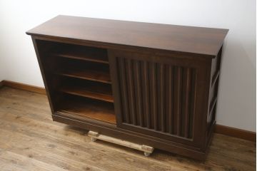 中古　美品　松本民芸家具　落ち着きのある和モダンデザインが魅力的なC型下駄箱(別注品)(収納棚、戸棚、サイドボード、キャビネット)(R-079100)