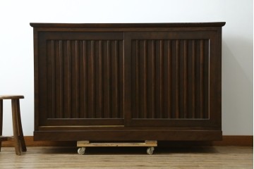 中古　美品　別注品　松本民芸家具　和モダンデザインのC型下駄箱　(R-079100)