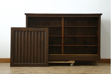 中古　美品　別注品　松本民芸家具　和モダンデザインのC型下駄箱　(R-079100)