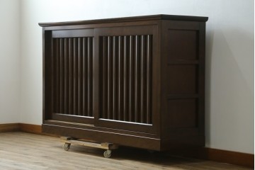 中古　美品　別注品　松本民芸家具　和モダンデザインのC型下駄箱　(R-079100)